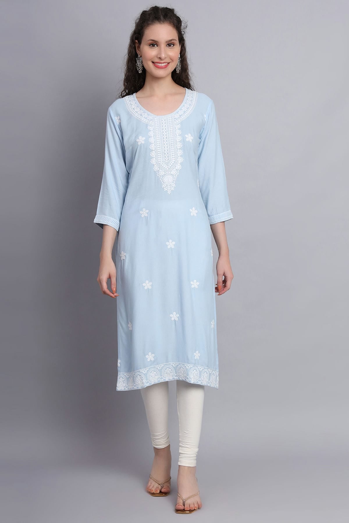 Sky Blue Colour Rayon Kurti