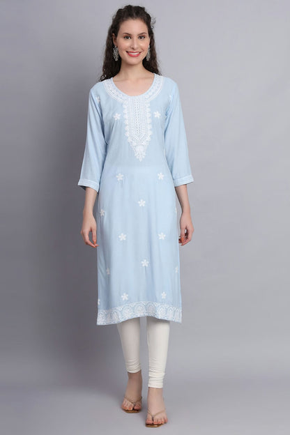 Sky Blue Colour Rayon Kurti