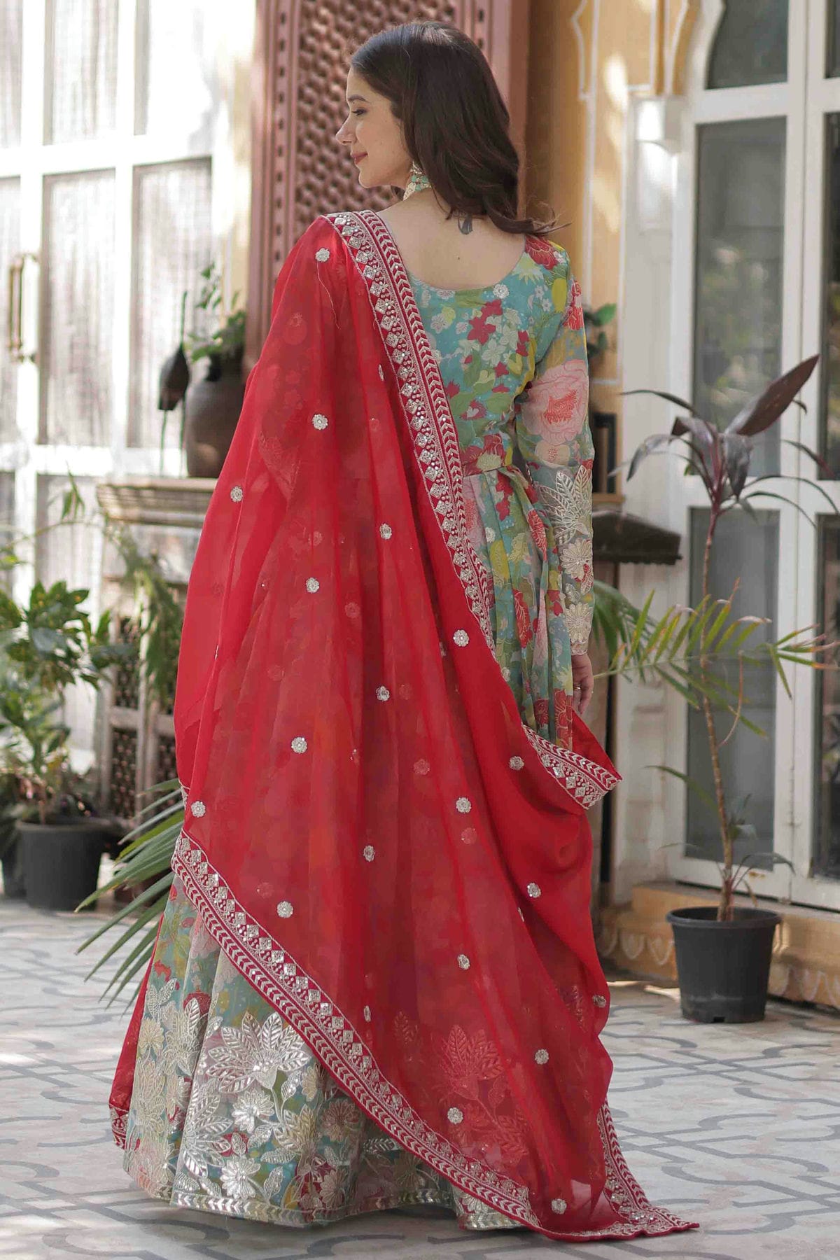 Sky Blue Colour Russion Silk Stitched Gown VSSS1113940