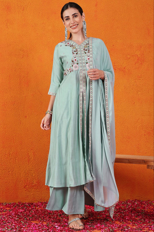 Sky Blue Colour Silk Stitched Salwar Suit