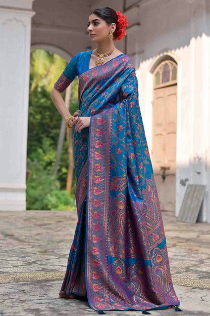 Sky Blue Colour Silk Traditional Saree