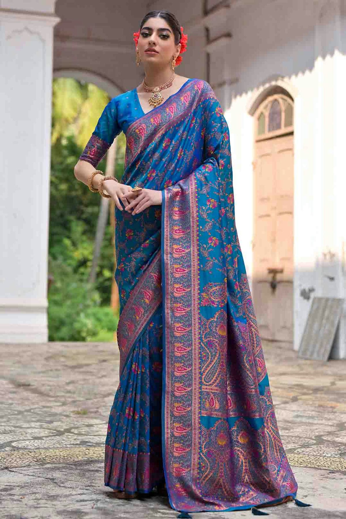 Sky Blue Colour Silk Traditional Saree VSSD1260048