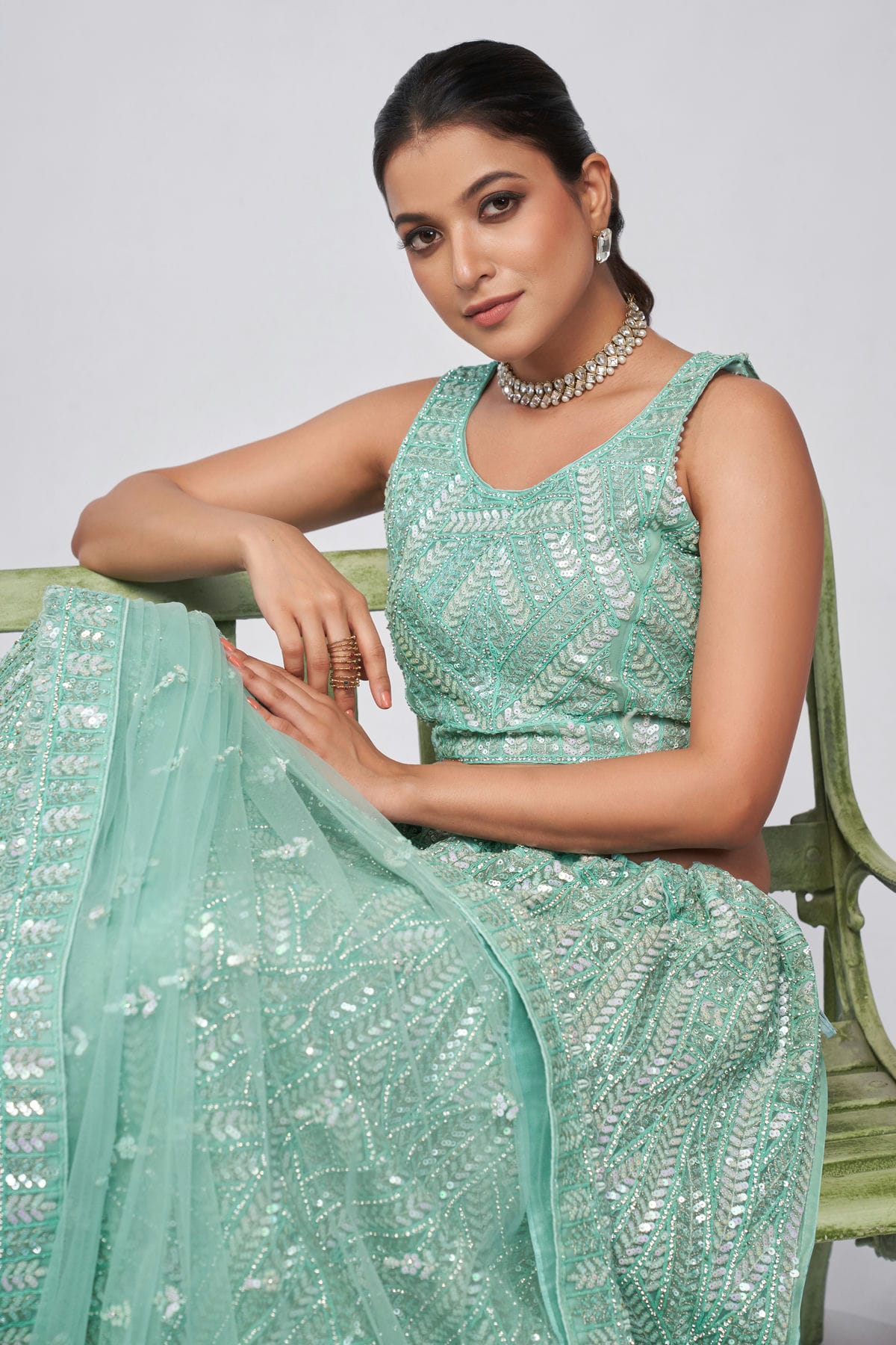 Sky Blue Colour Soft Net Lehenga Choli VSLC1030036