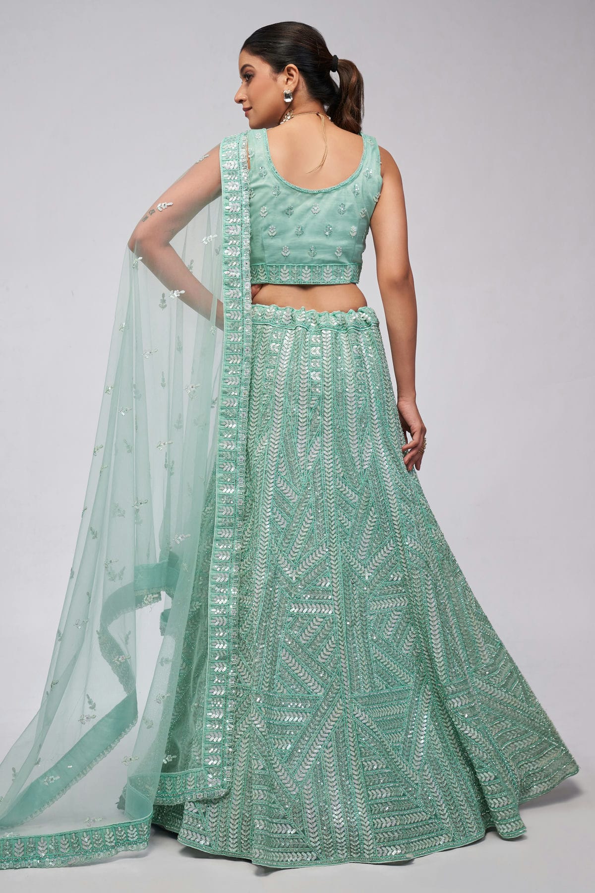 Sky Blue Colour Soft Net Lehenga Choli VSLC1030036