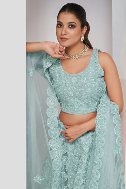 Sky Blue Colour Soft Net Lehenga Choli VSLC1030051