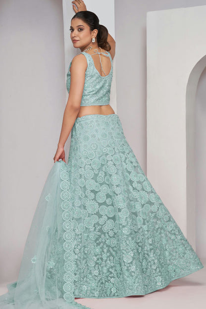 Sky Blue Colour Soft Net Lehenga Choli VSLC1030051