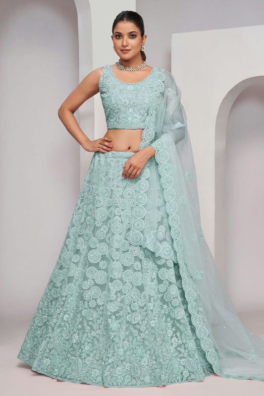 Sky Blue Colour Soft Net Lehenga Choli VSLC1030051