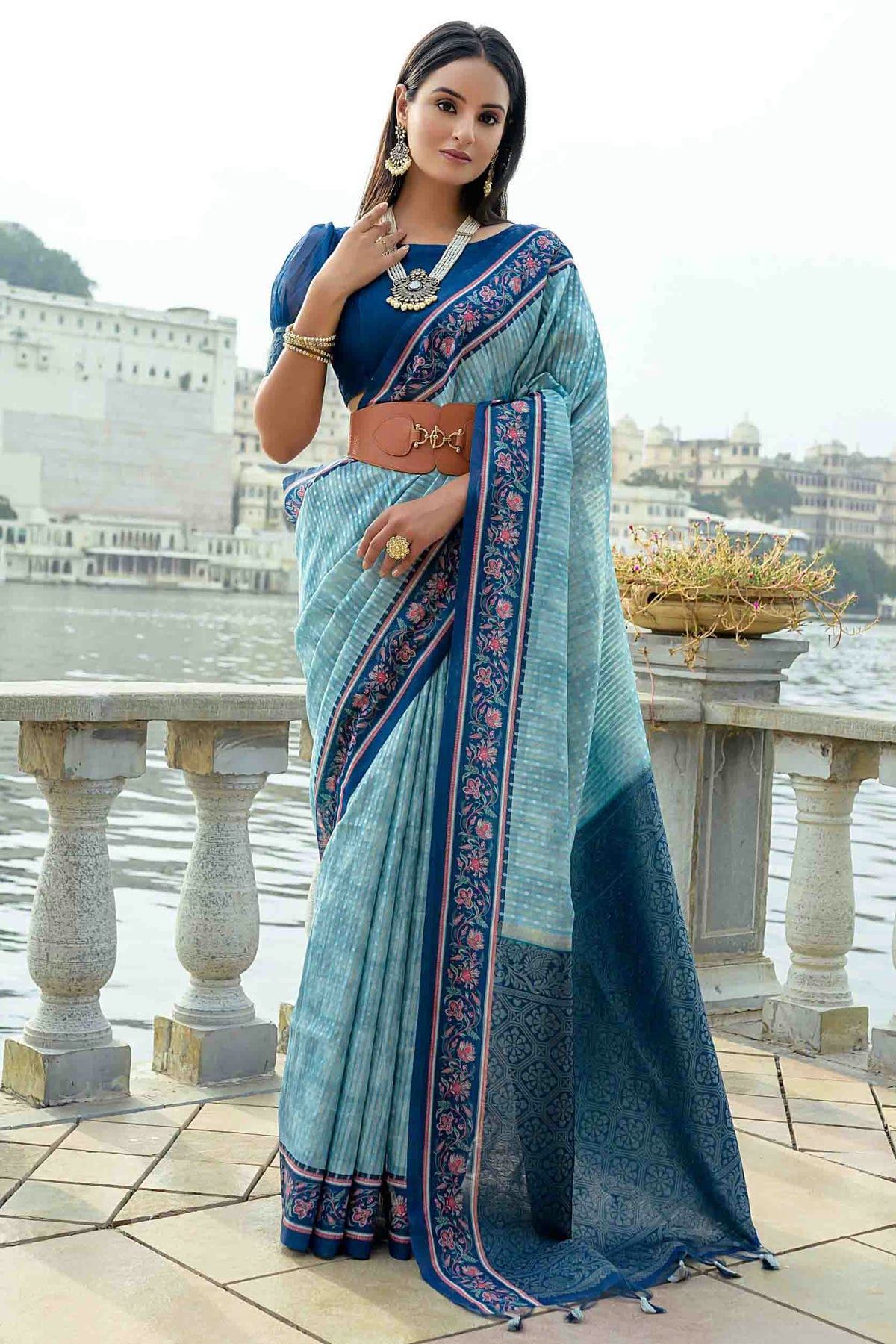 Sky Blue Colour Soft Silk Designer Saree VSSD1113378