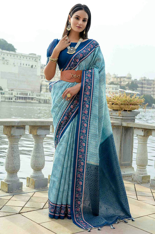 Sky Blue Colour Soft Silk Designer Saree VSSD1113378