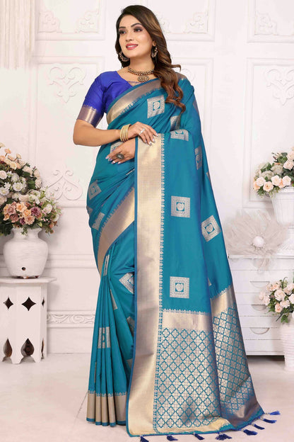 Sky Blue Colour Soft Silk Traditional Saree VSSD1113105