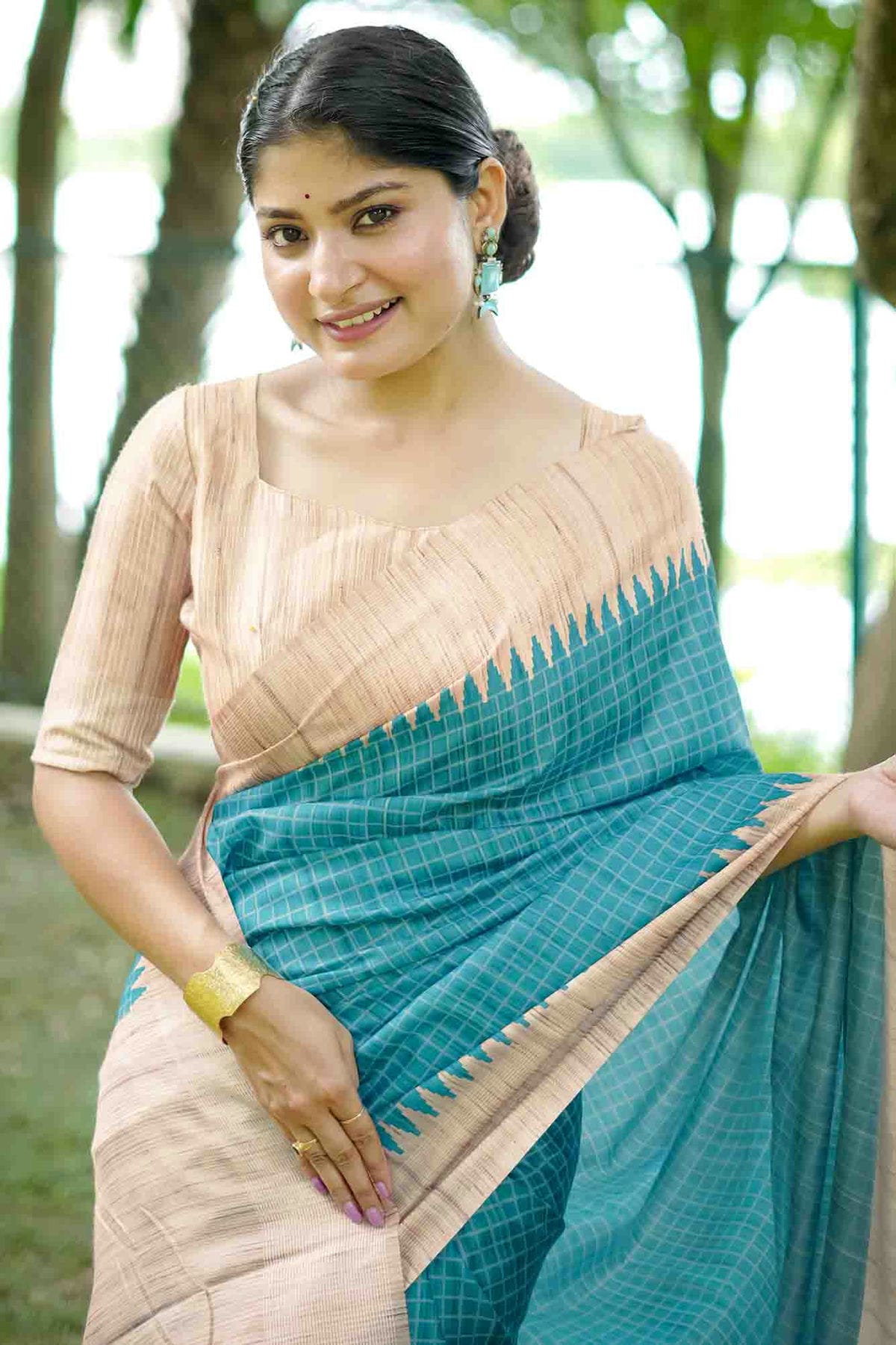 Sky Blue Colour Tussar Silk Traditional Saree