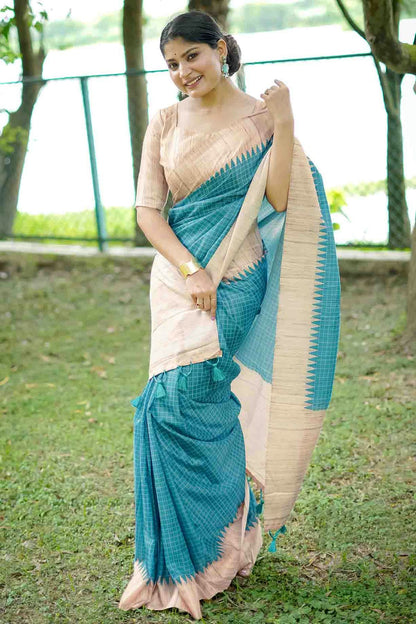 Sky Blue Colour Tussar Silk Traditional Saree VSSD1260069
