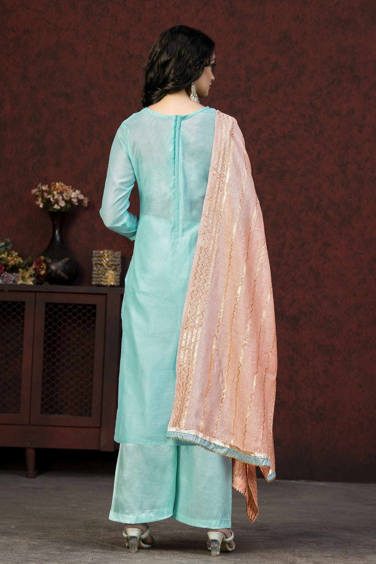 Sky Blue Colour Unstitched Banarasi Jacquard Fabric Straight Suit VSUS1160890