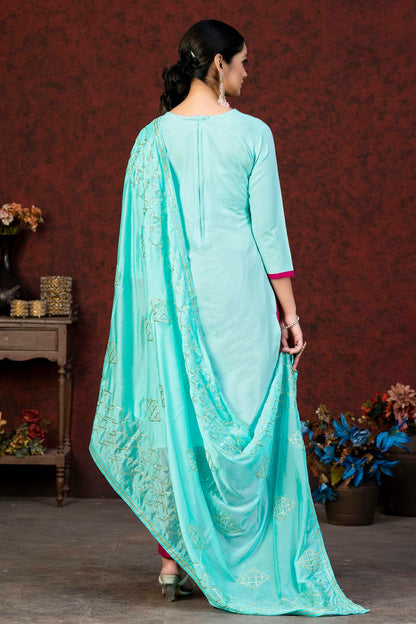 Sky Blue Colour Unstitched Glass Cotton Fabric Straight Suit VSUS1160894