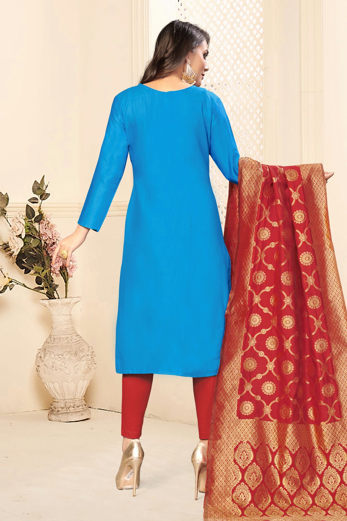 Sky Blue Colour Unstitched Jaam Cotton Fabric Straight Suit VSUS1160911