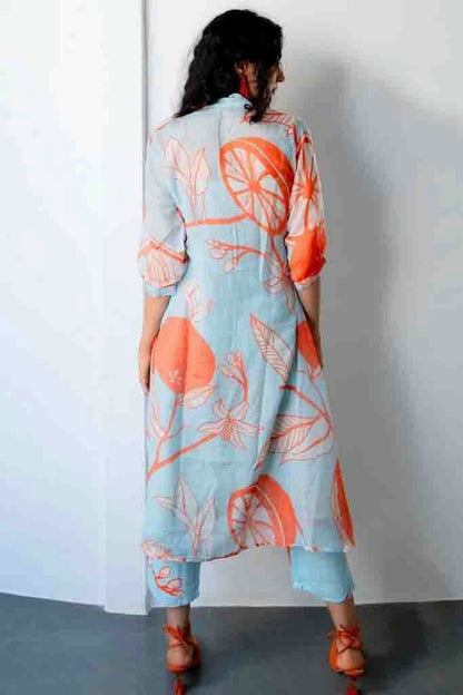 Sky Blue Colour Viscose Printed Top and Bottom VSSS1113665