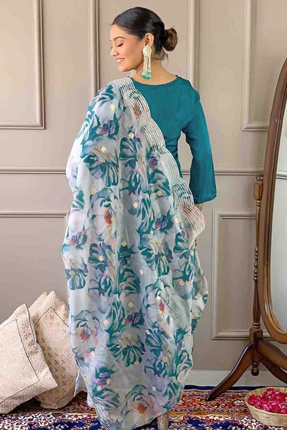 Sky Blue Colour Viscose Stitched Pant Style Suit VSSS1113781