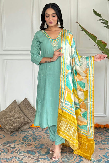 Sky Blue Colour Viscose Stitched Salwar Suit