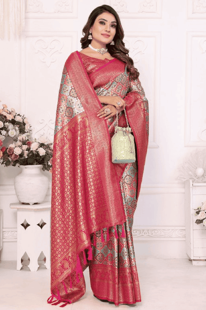Sky Blue Colour Woven Work Banarasi Silk Traditional Saree