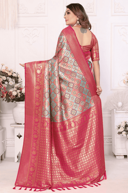 Sky Blue Colour Woven Work Banarasi Silk Traditional Saree