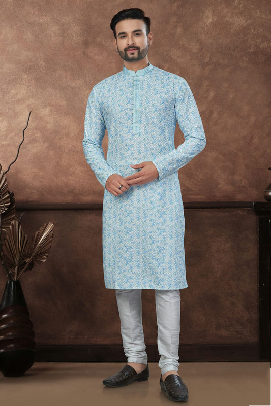Sky Blue Soft Rayon Kurta Pajama
