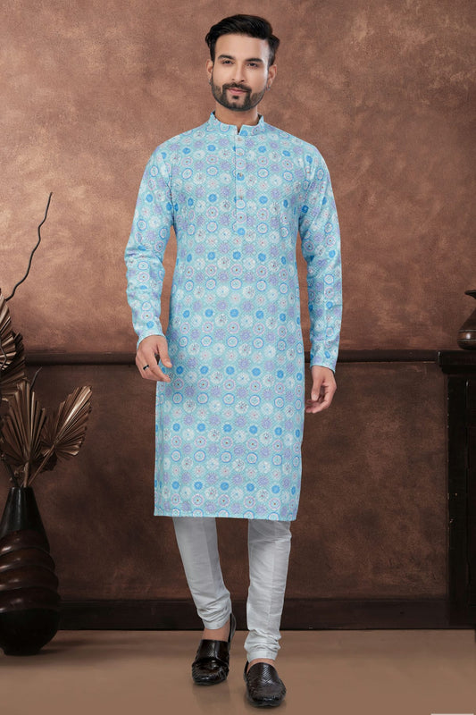 Sky Blue Soft Rayon Kurta Pajama