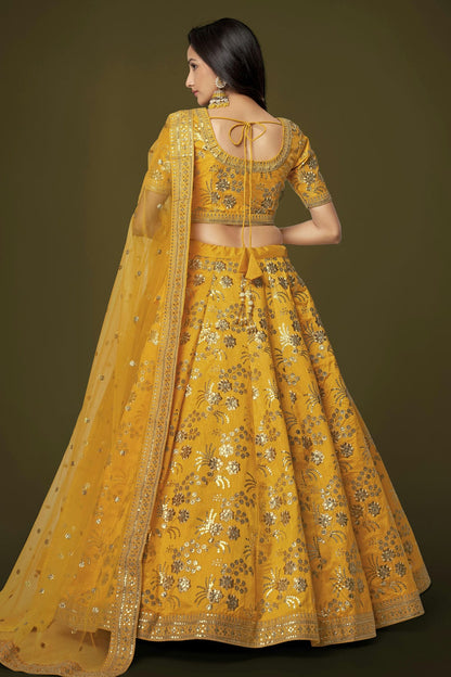 Slub Silk Embroidery A Line Lehenga Choli VSLC1010181