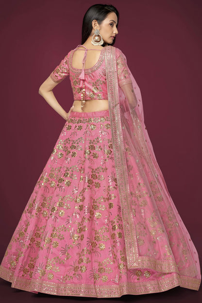 Slub Silk Embroidery A Line Lehenga Choli VSLC1010182