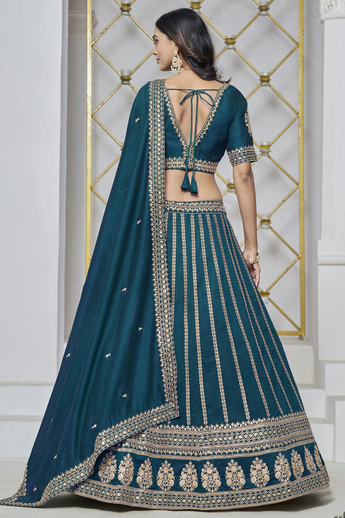 Teal Colour Art Silk Lehenga Choli VSLC1050643