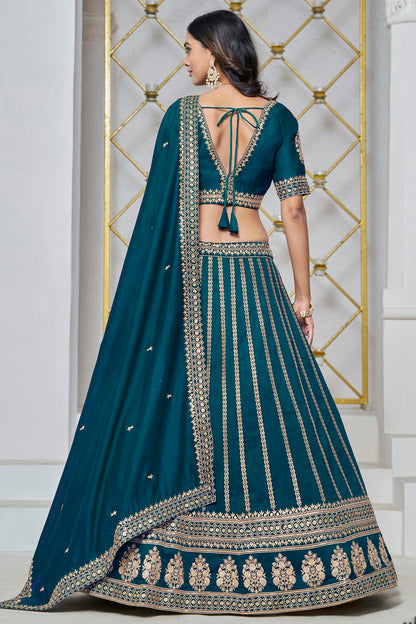 Teal Colour Art Silk Lehenga Choli VSLC1050643