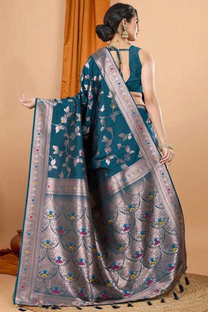 Teal Colour Banarasi Silk Woven Work Traditional Saree VSSD1113545