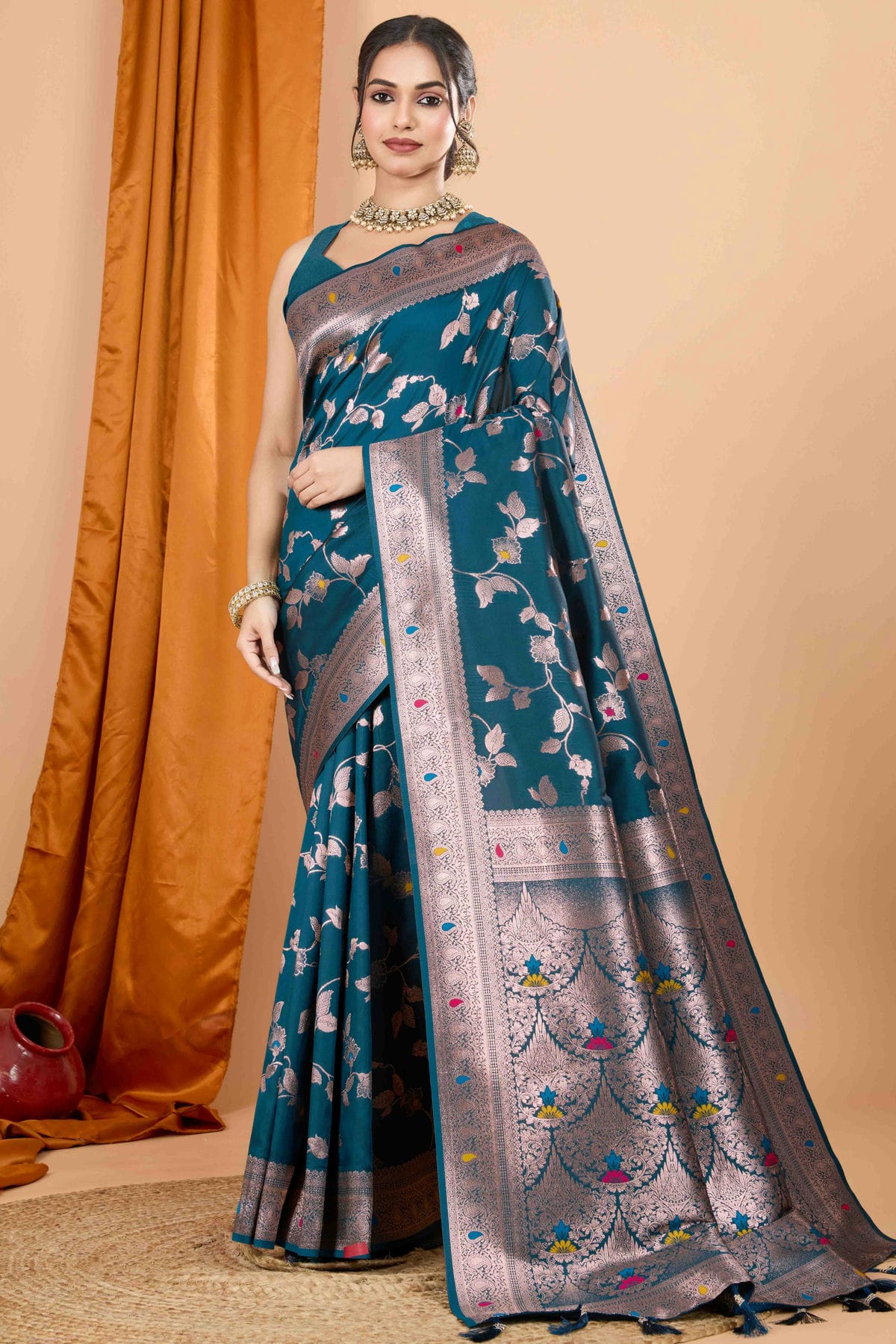 Teal Colour Banarasi Silk Woven Work Traditional Saree VSSD1113545