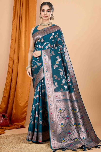 Teal Colour Banarasi Silk Woven Work Traditional Saree VSSD1113545