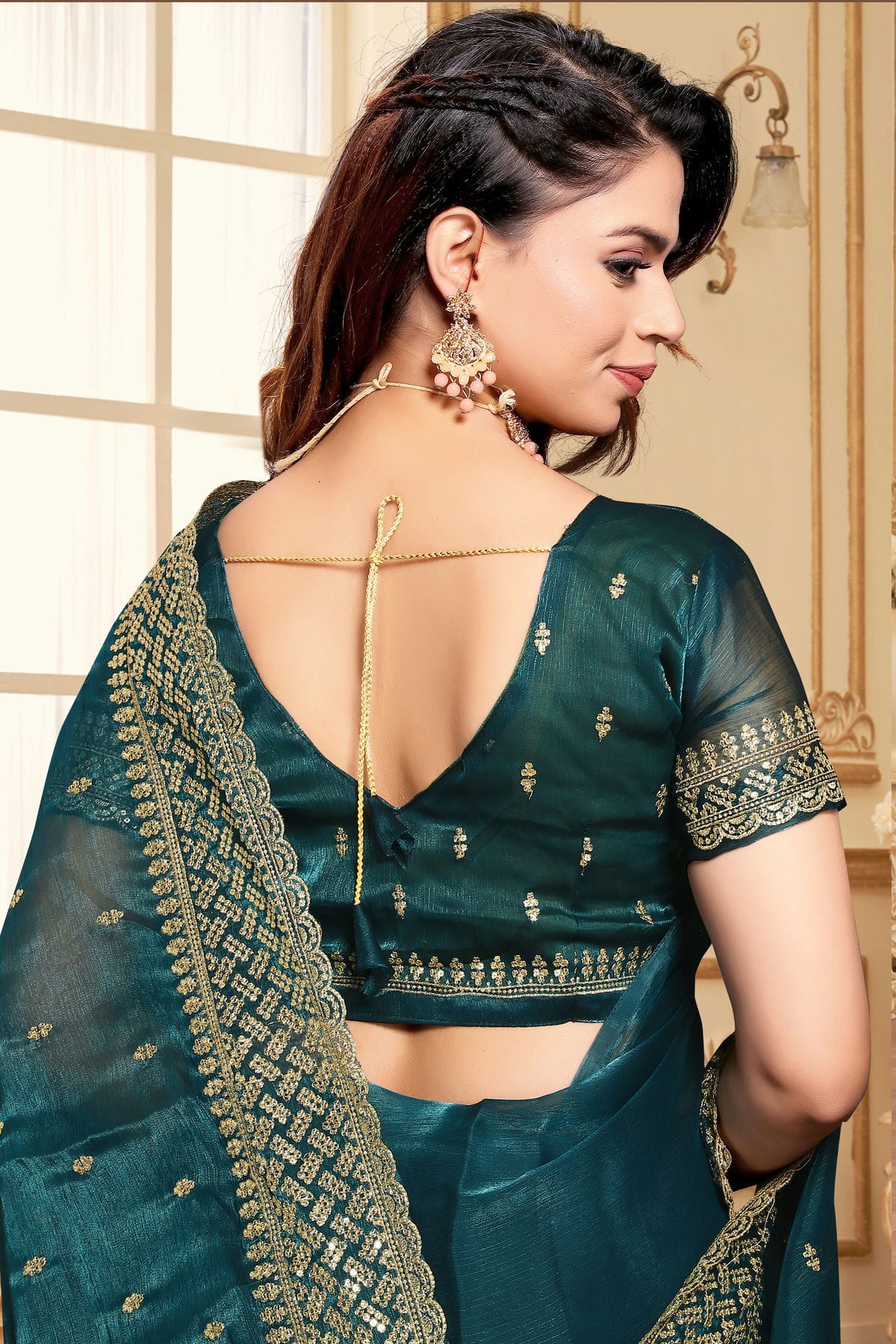 Teal Colour Burberry Silk Designer Saree VSSD1121841
