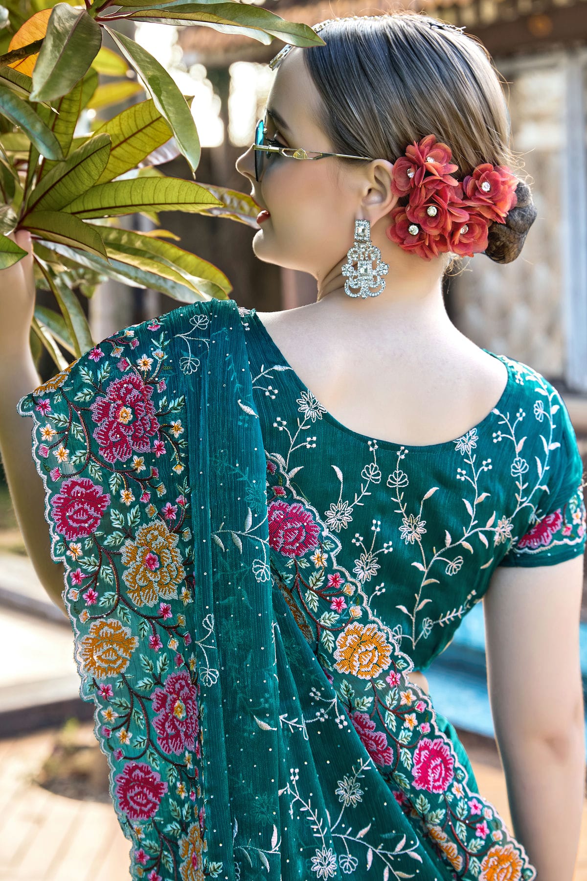 Teal Colour Burberry Silk Designer Saree VSSD1121855