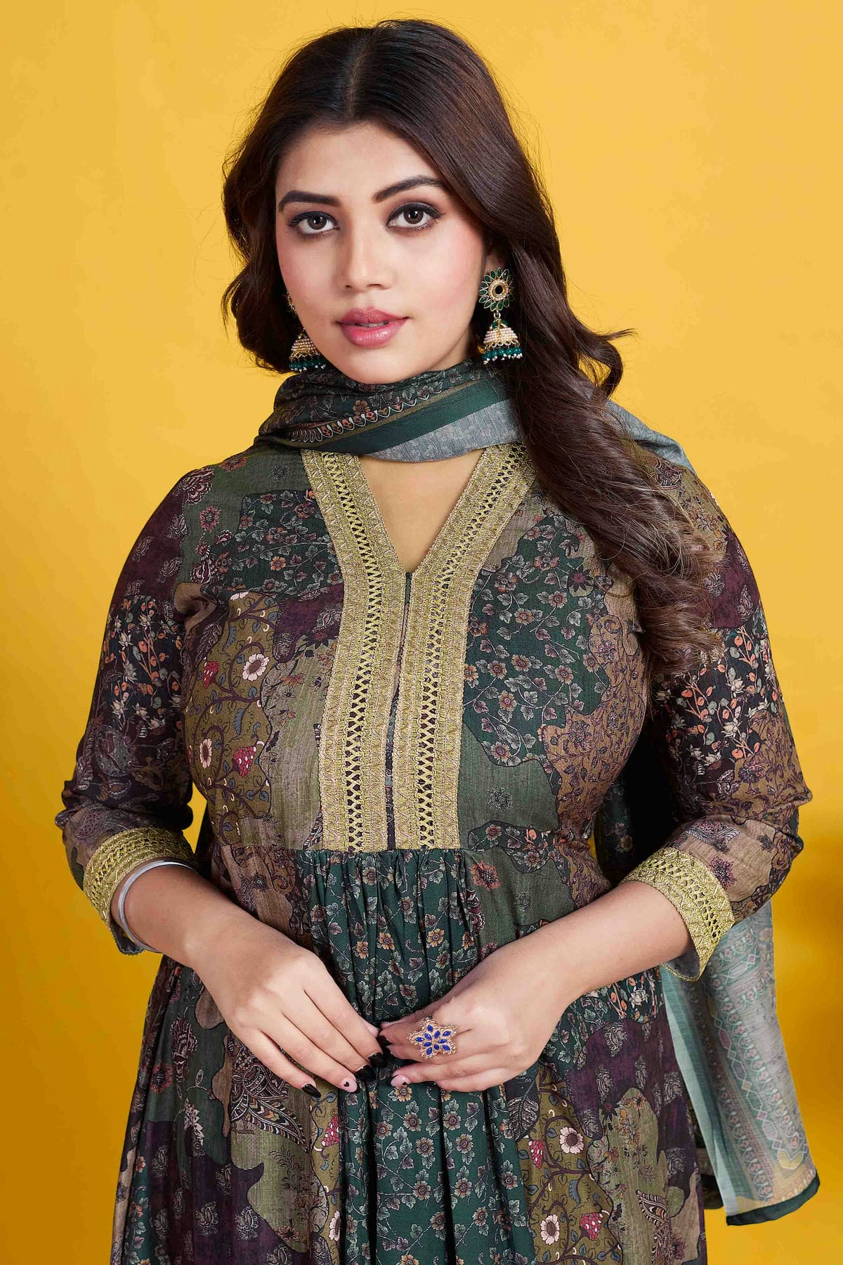 Teal Colour Cotton Stitched Pant Style Suit VSSS1140950