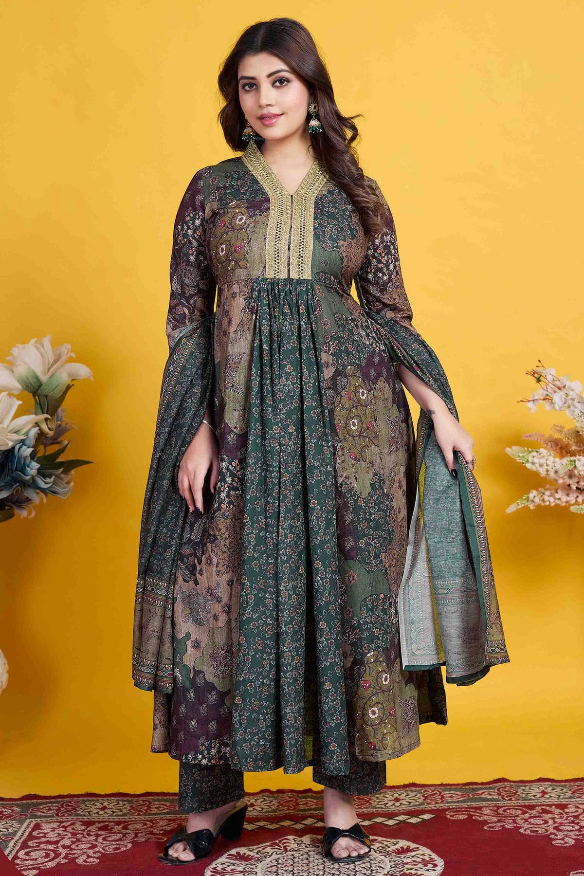 Teal Colour Cotton Stitched Pant Style Suit VSSS1140950