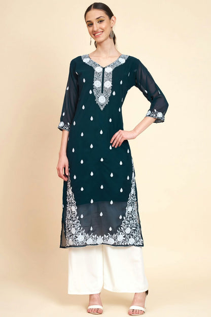 Teal Colour Georgette Kurti