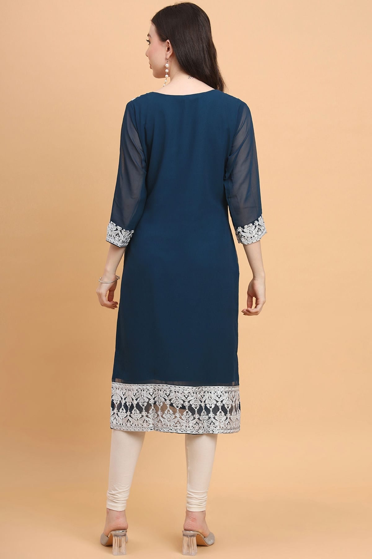 Teal Colour Georgette Kurti VSKR1111183