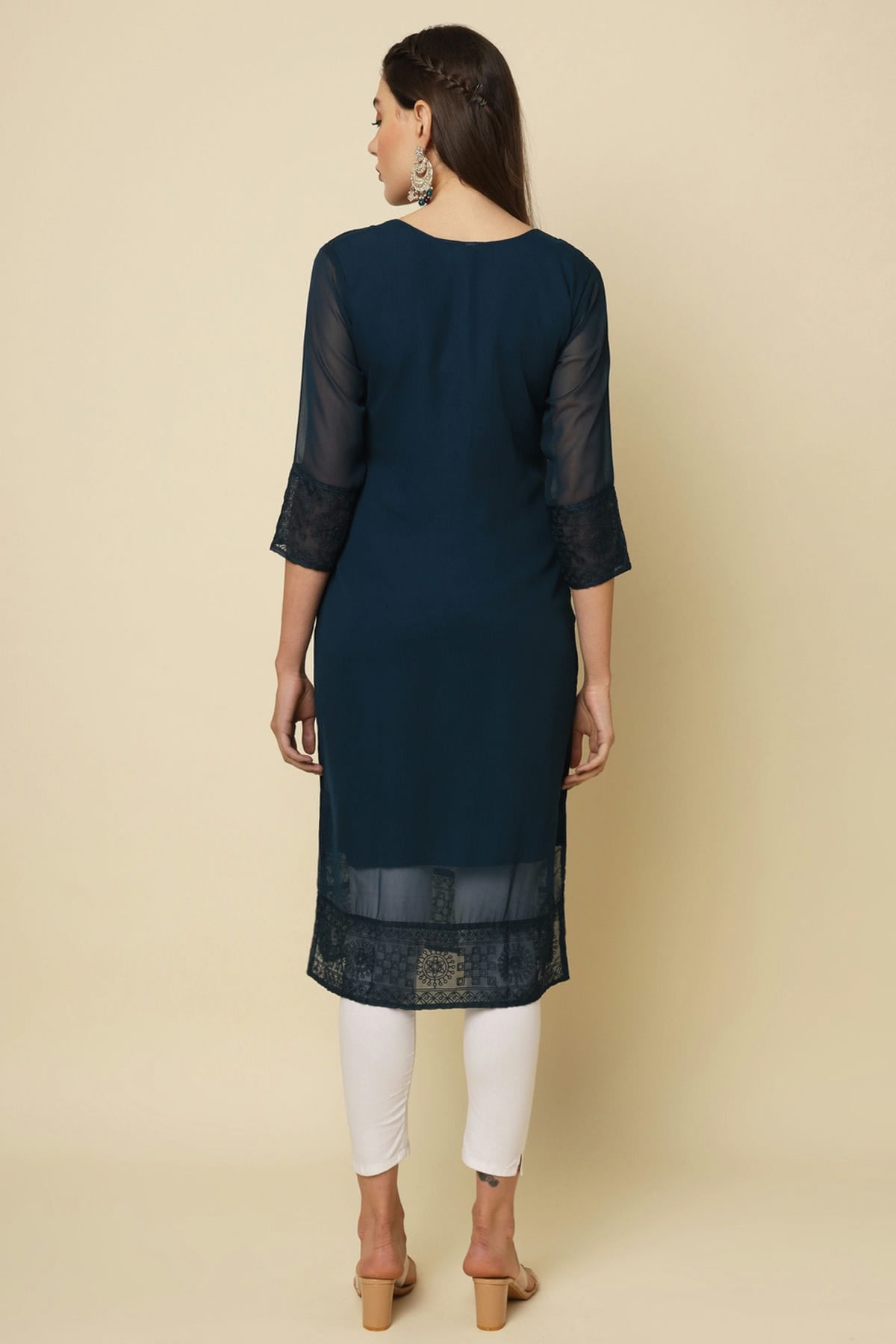 Teal Colour Georgette Kurti VSKR1111198