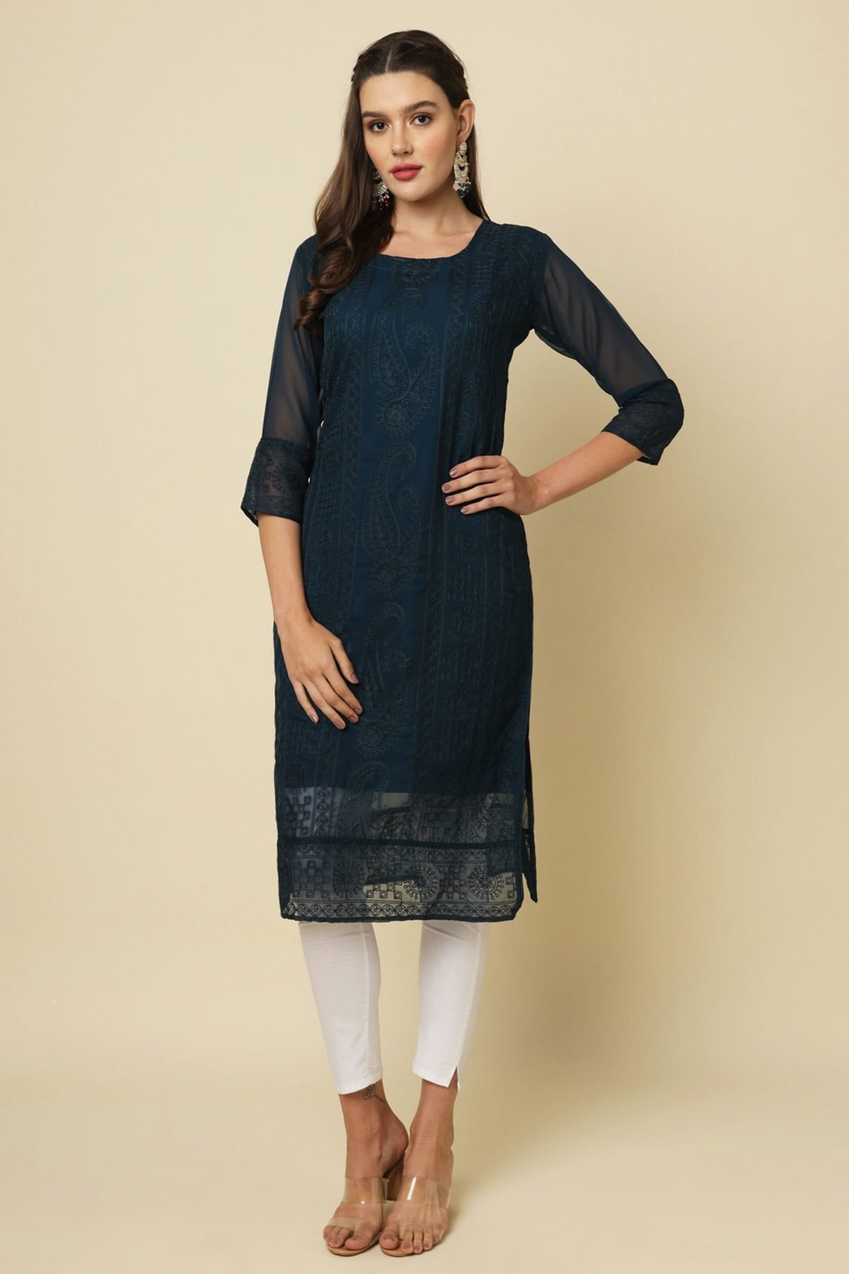 Teal Colour Georgette Kurti