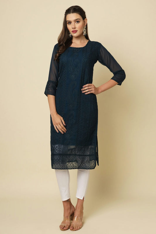 Teal Colour Georgette Kurti