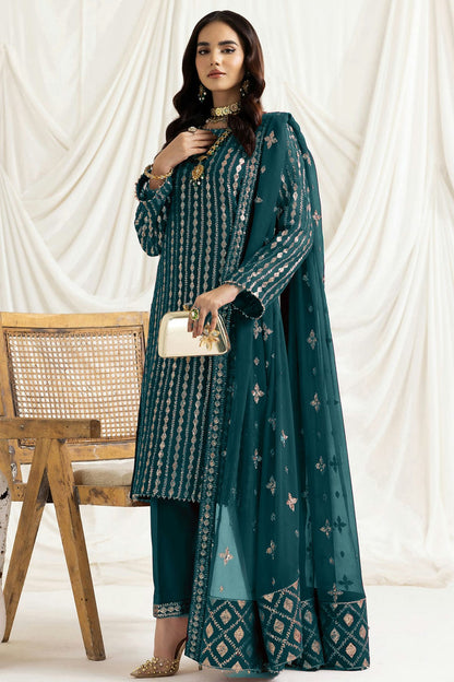 Teal Colour Georgette Semi Stitched Pakistani Suit VSSM1250198