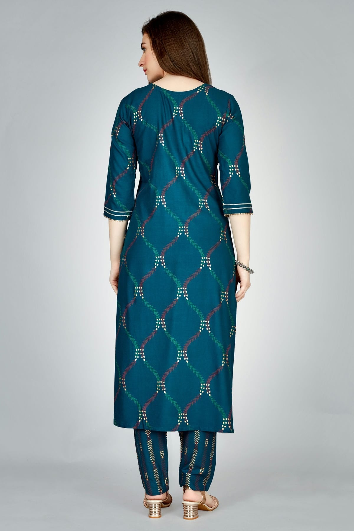 Teal Colour Rayon Kurta And Pant Set VSKR1111313