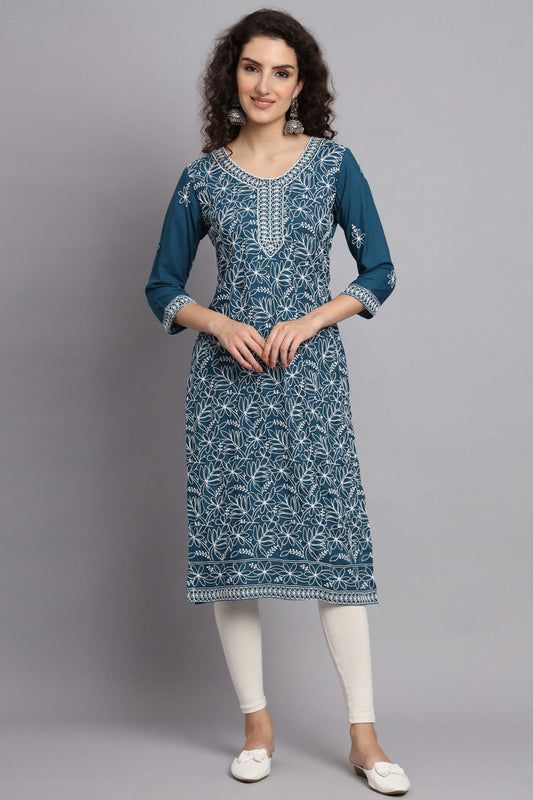 Teal Colour Rayon Kurti