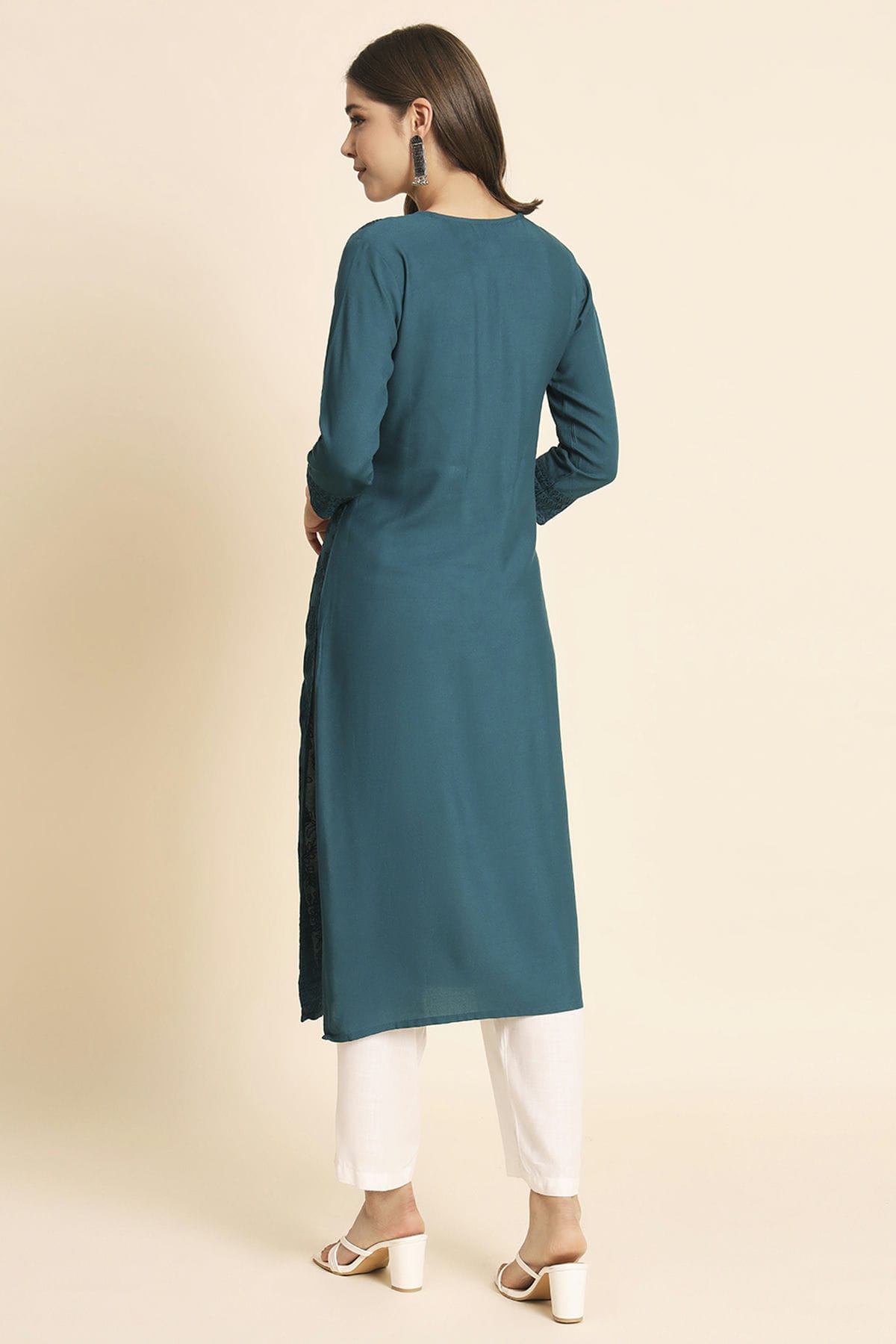Teal Colour Rayon Kurti VSKR1111104