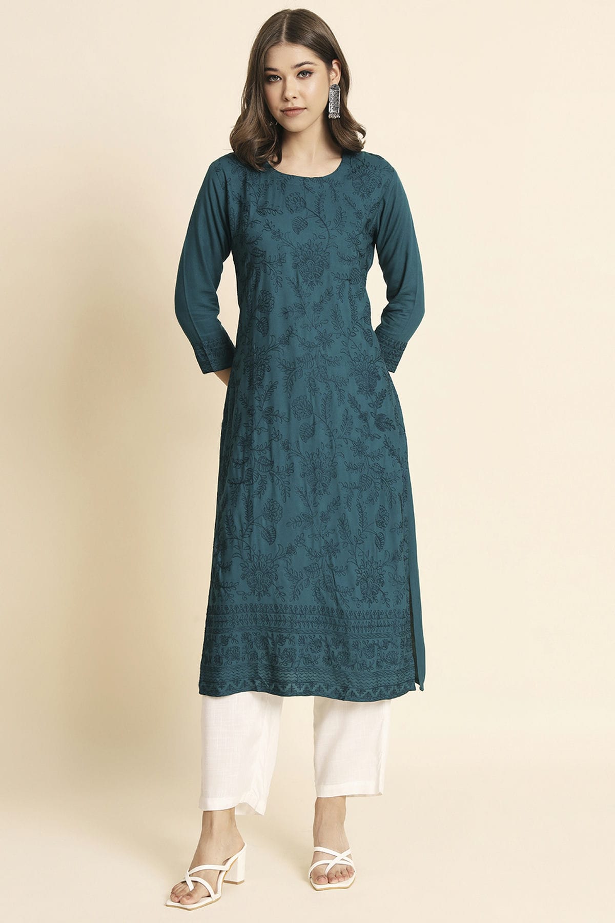 Teal Colour Rayon Kurti