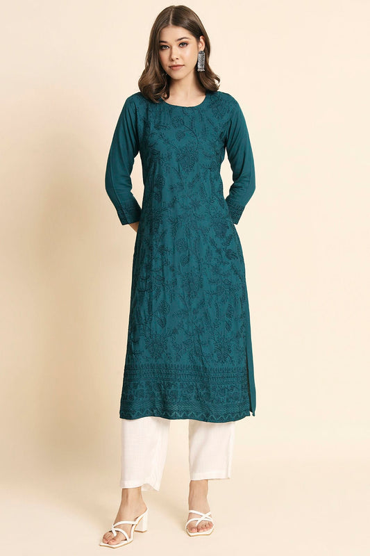 Teal Colour Rayon Kurti