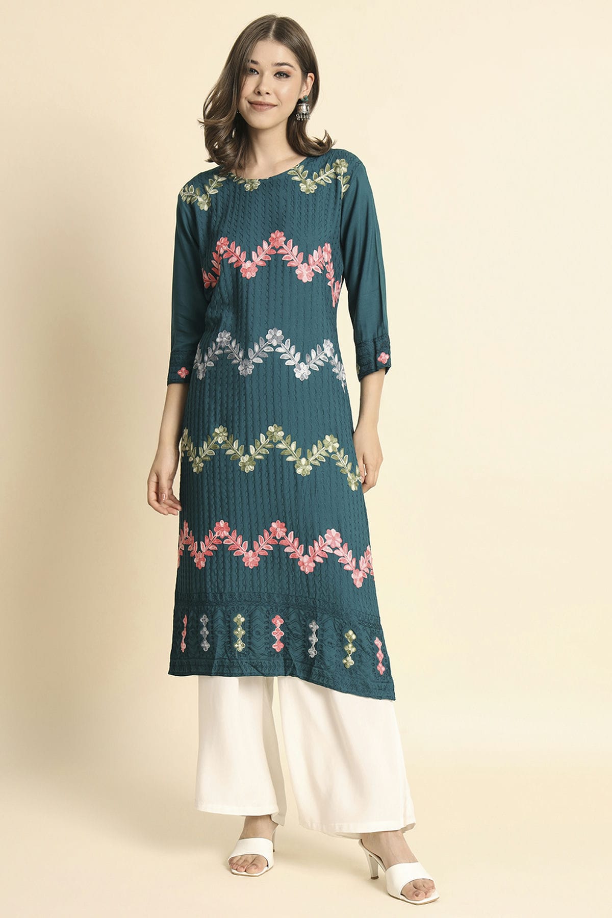 Teal Colour Rayon Kurti