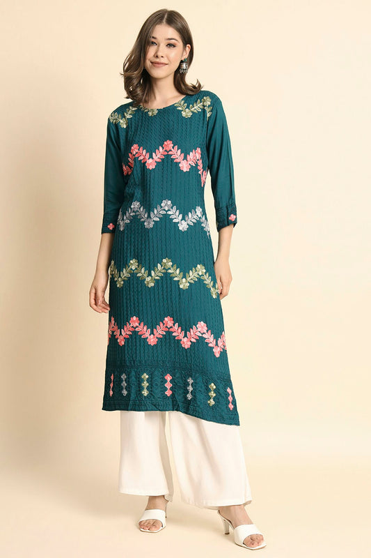 Teal Colour Rayon Kurti